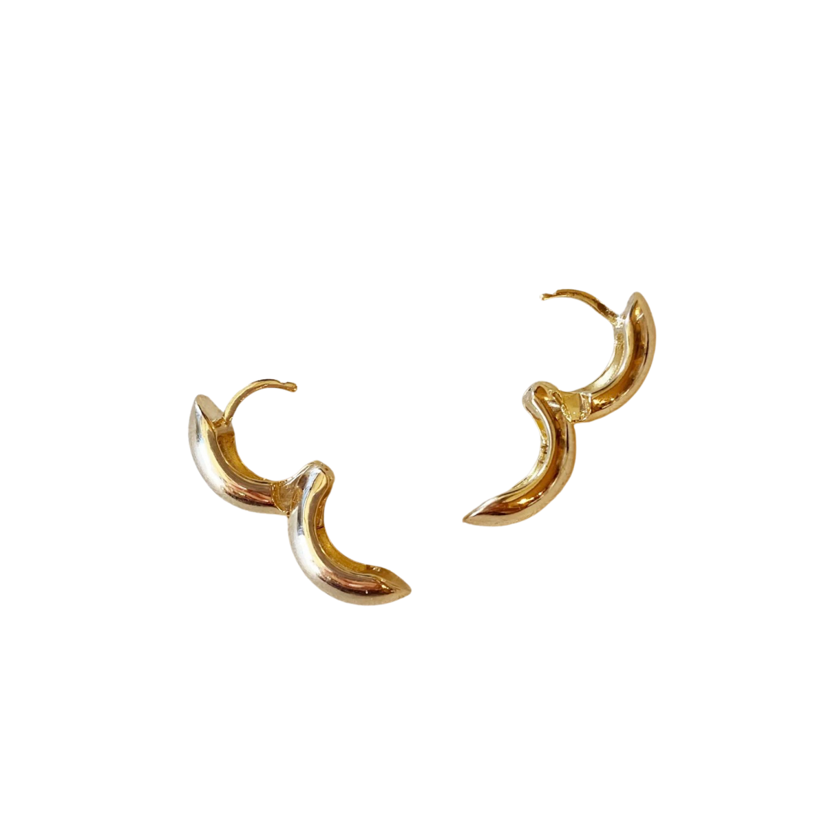 Gold Rounded Chunky Clicker Hoop Earrings