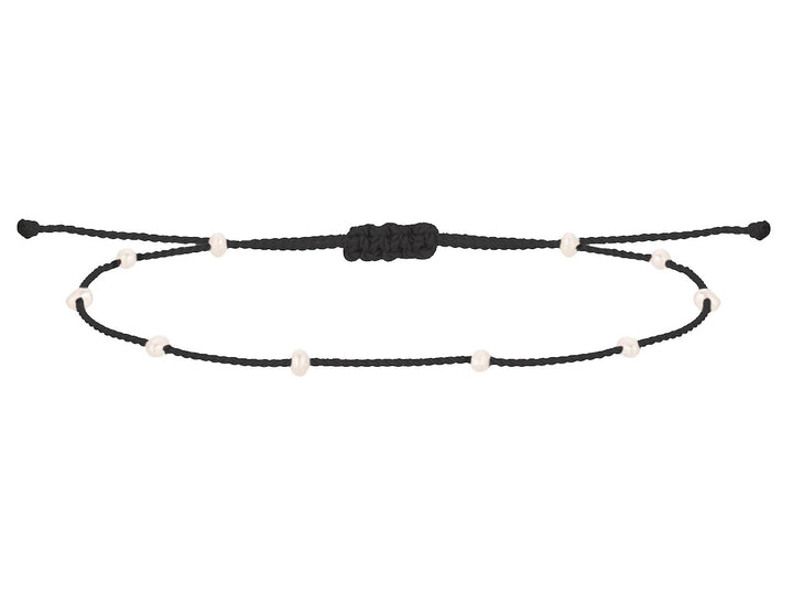 Black Cord Bracelet with Pearls