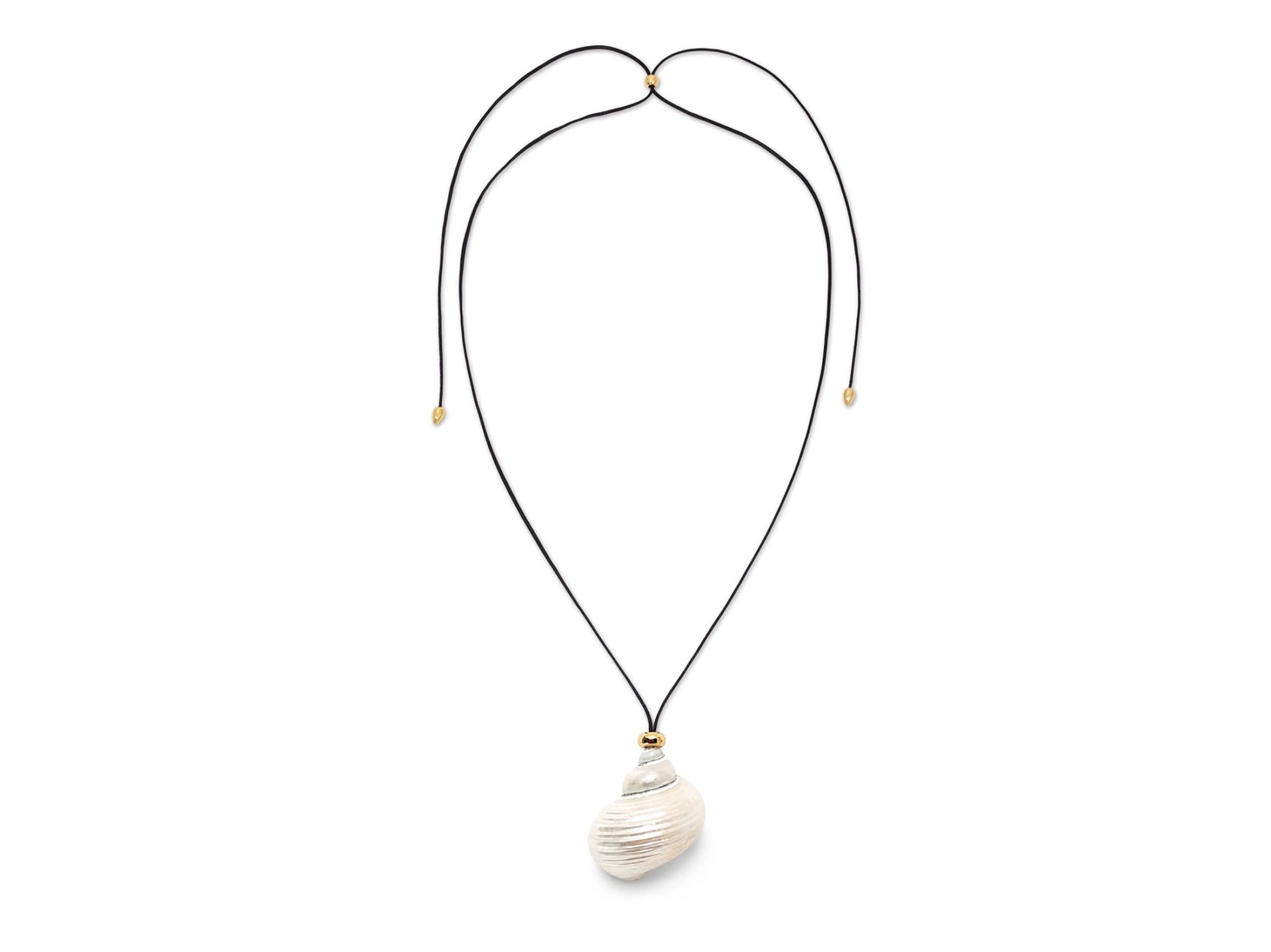 Turbo Shell on Cotton Cord Necklace