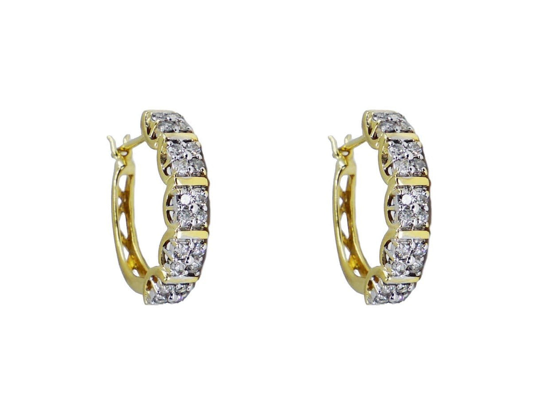 14k Channel-Set Diamond Hoops