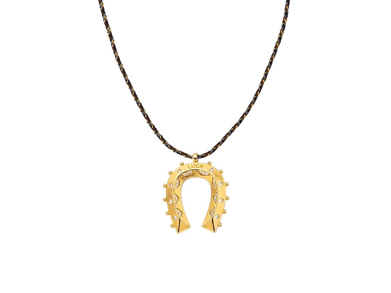 Gold Horseshoe Luck Charm Necklace.