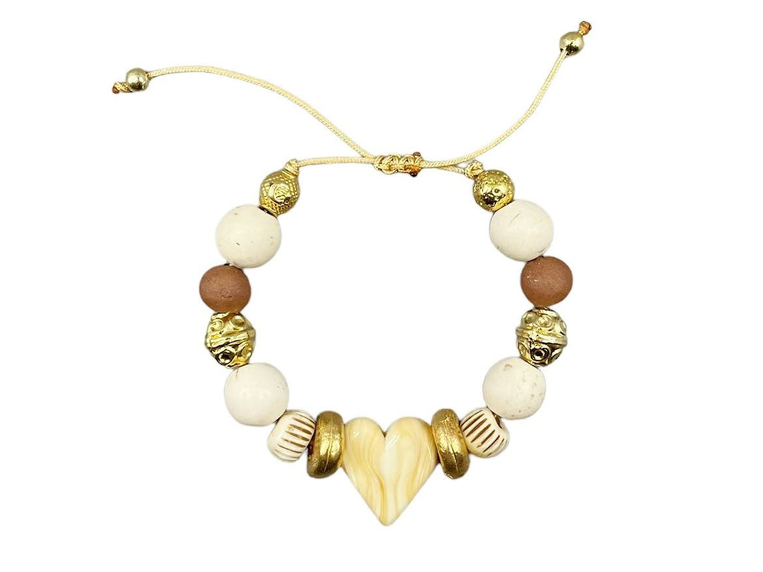 Beige Heart of Glass Bracelet