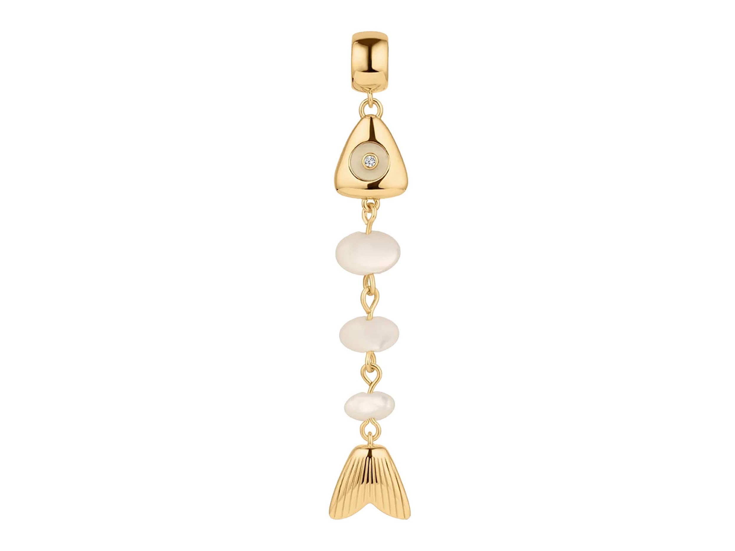 Abstract Fish Charm with Mother of Pearl