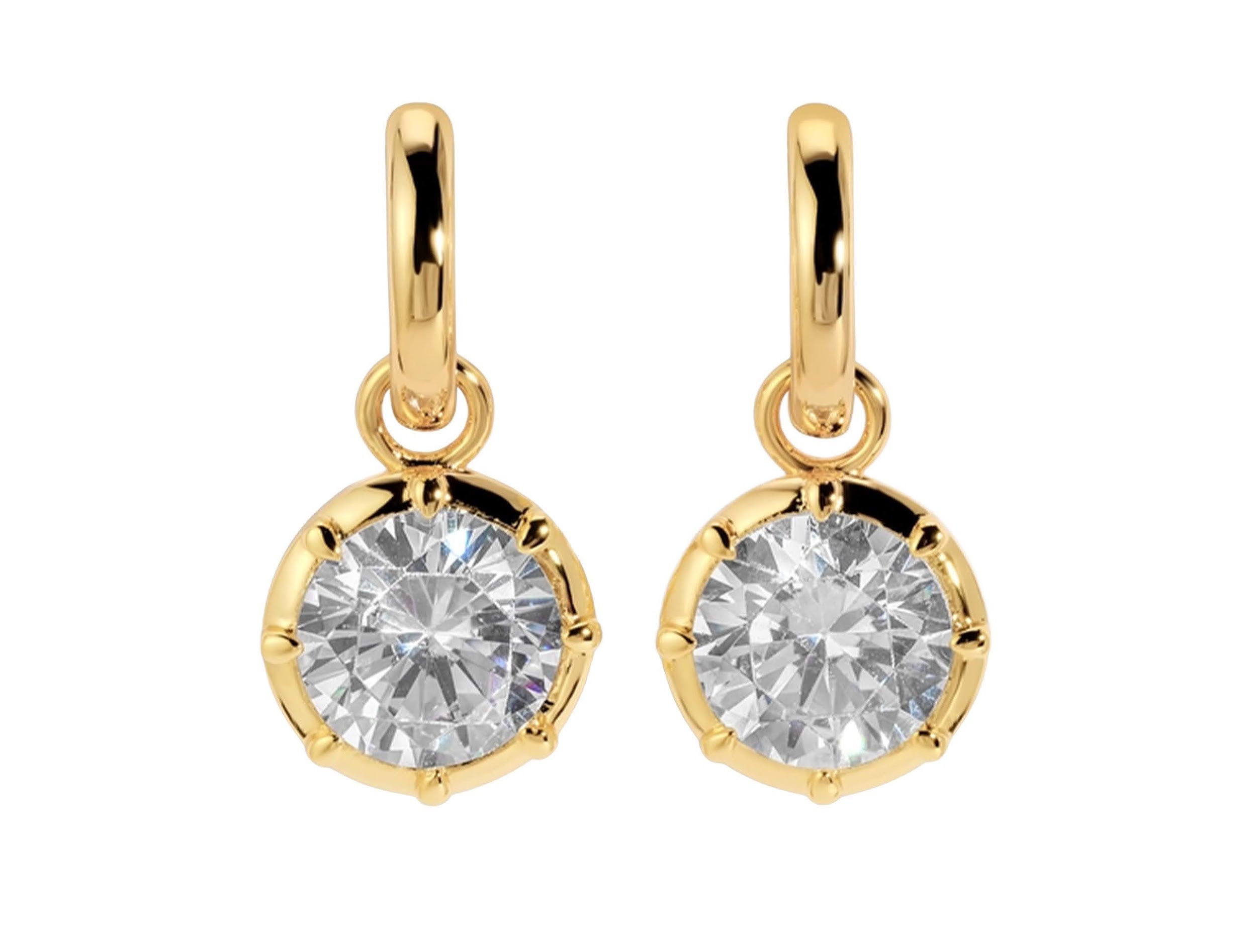 Gold Huggie Hoops with Prong-Set CZs