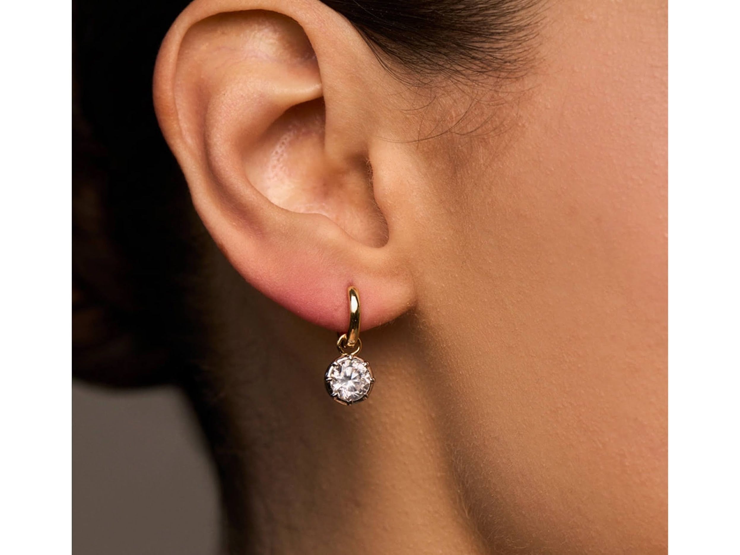 Gold Huggie Hoops with Prong-Set CZs