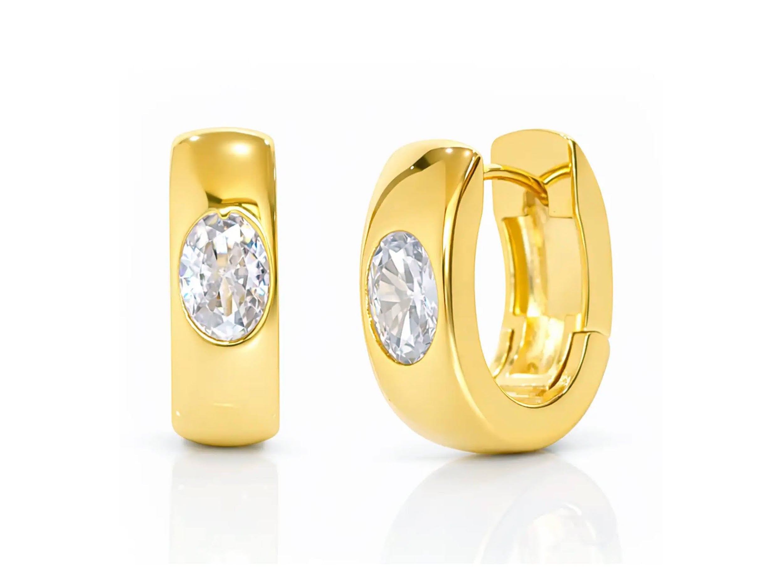 Gold Huggie Hoops with CZs