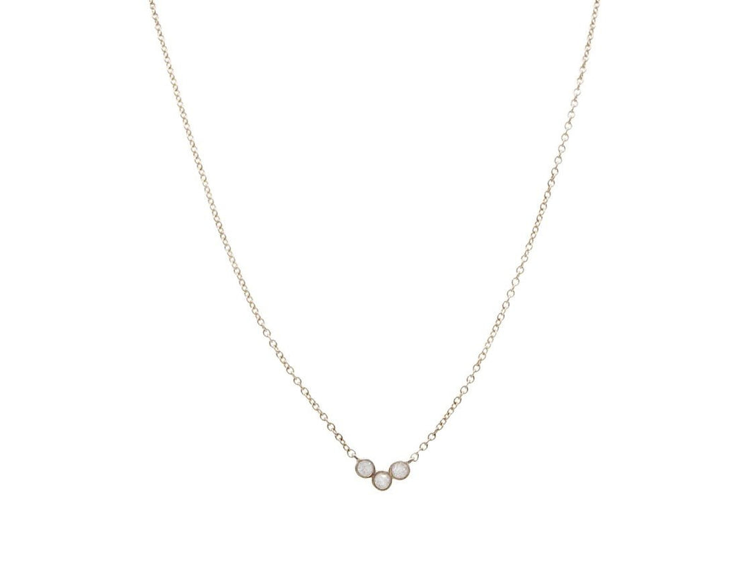 14k Rose Gold 3-Stone Diamond Necklace