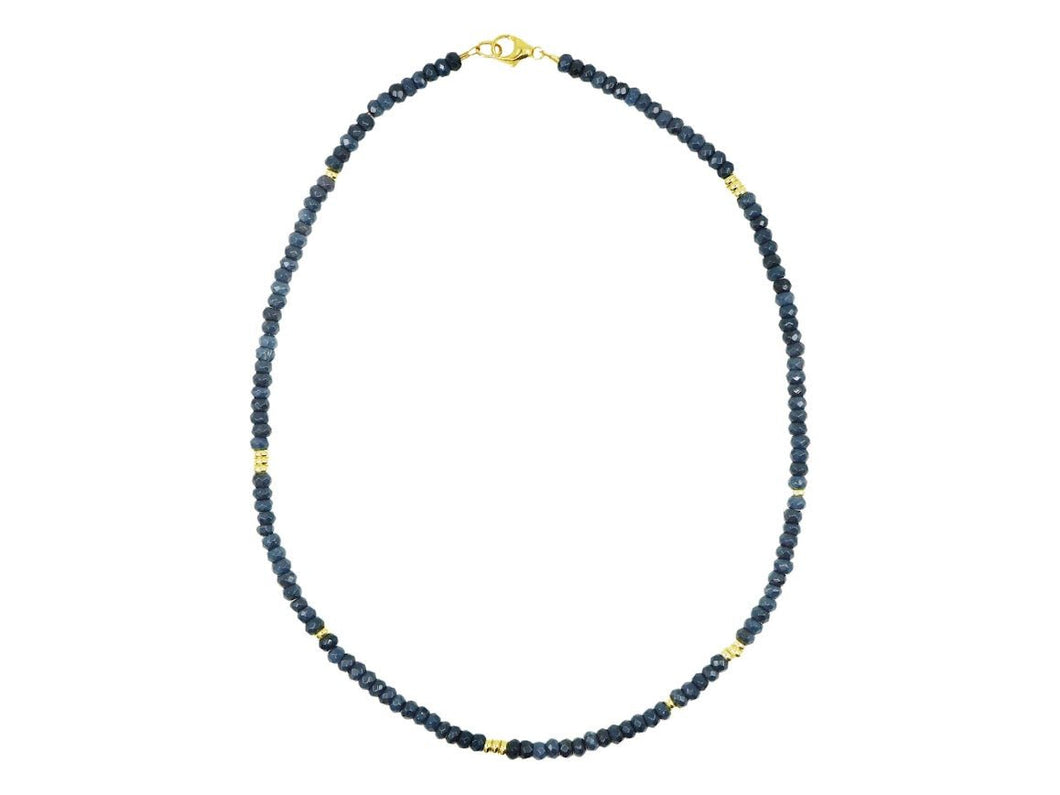 Blue Jade Layering Necklace with Gold Discs
