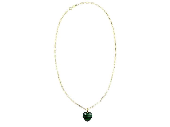 Malachite Heart Charm Necklace