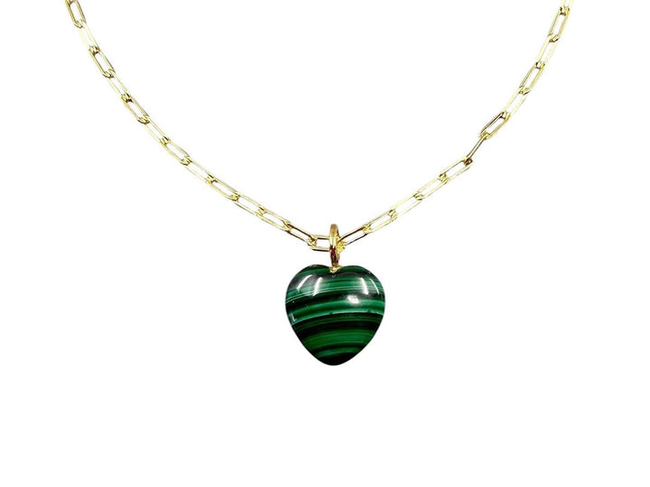Malachite Heart Charm Necklace