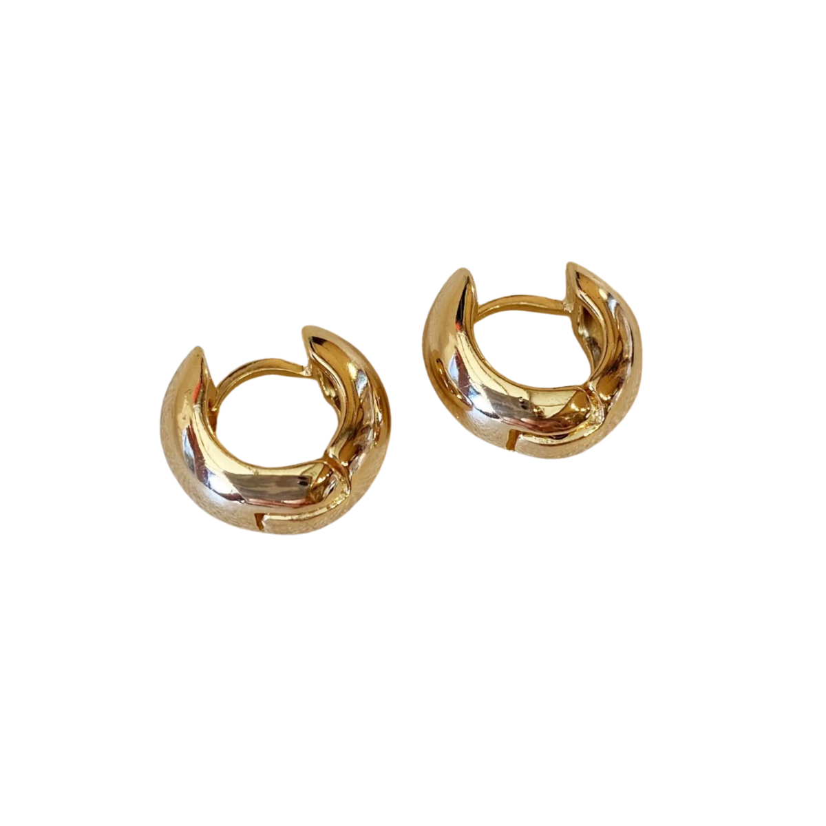 Gold Rounded Chunky Clicker Hoop Earrings