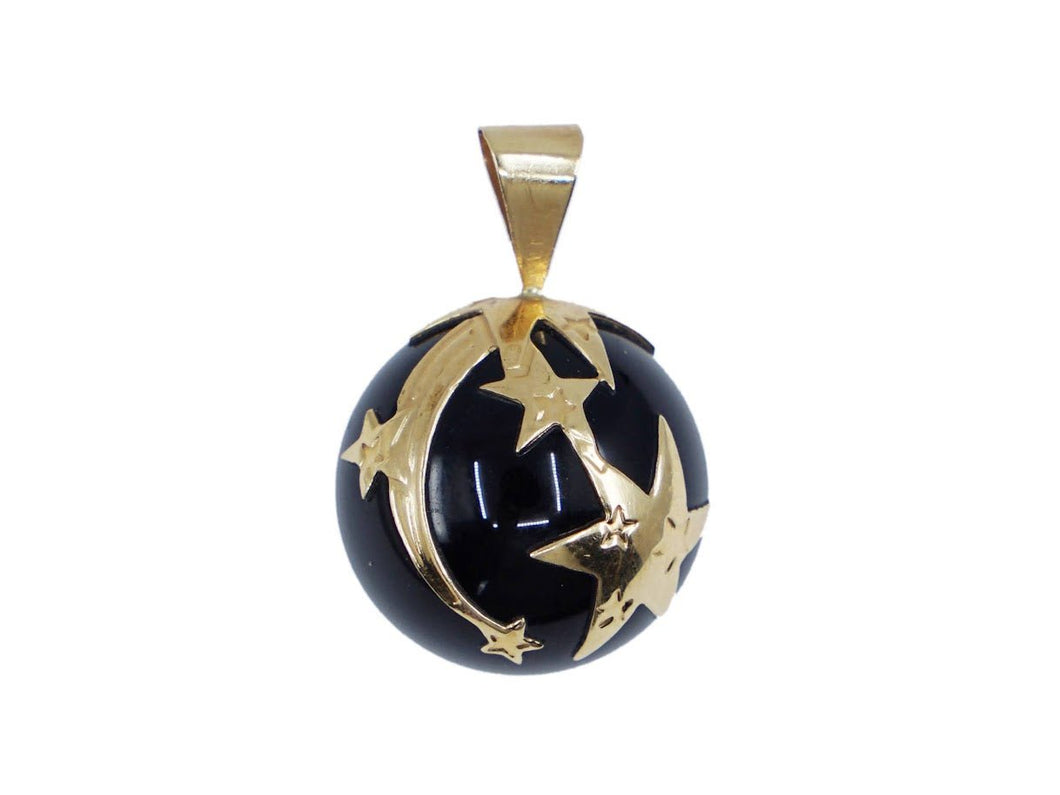 14k Gold 1960s Celestial Onyx Pendant