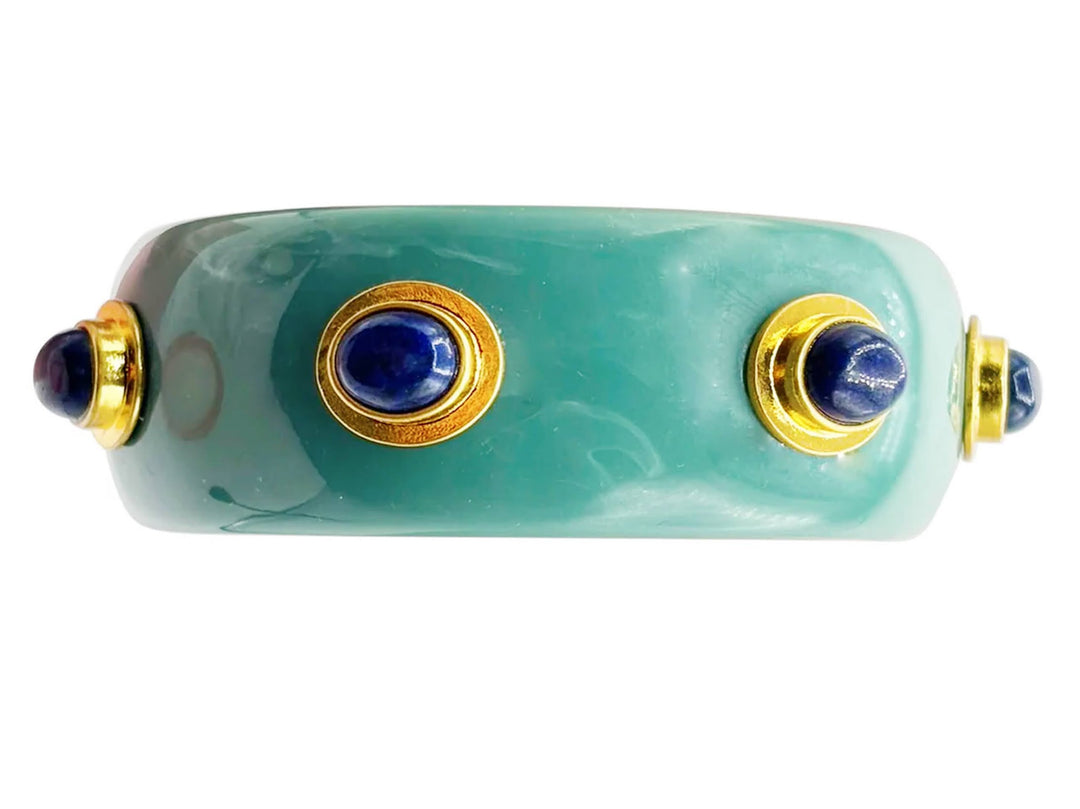 Turquoise Resin Bangle with Lapis Stones