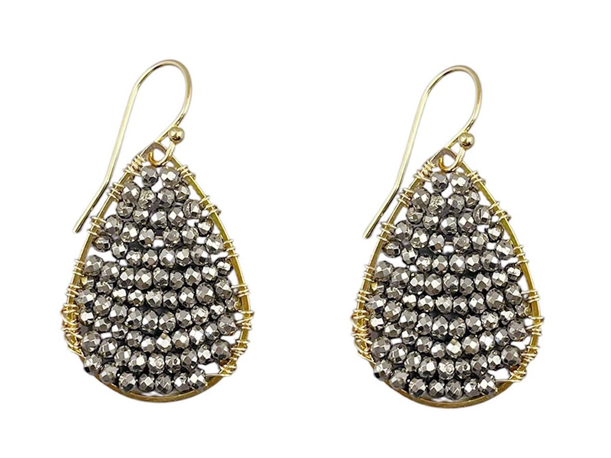 Pyrite Dangle Teardrop Earrings