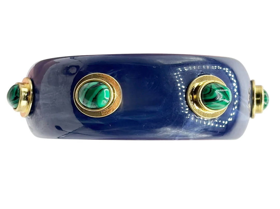 Lapis Resin Bangle with Malachite Stones
