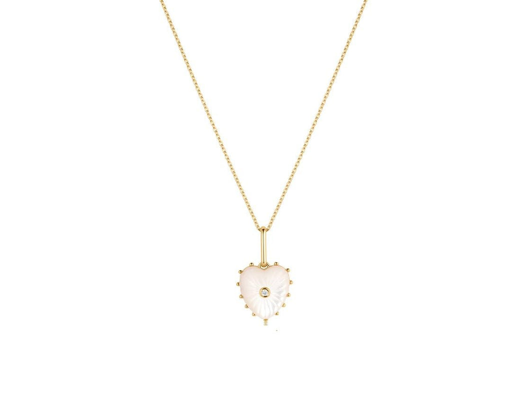 Small MOP Heart Charm Necklace