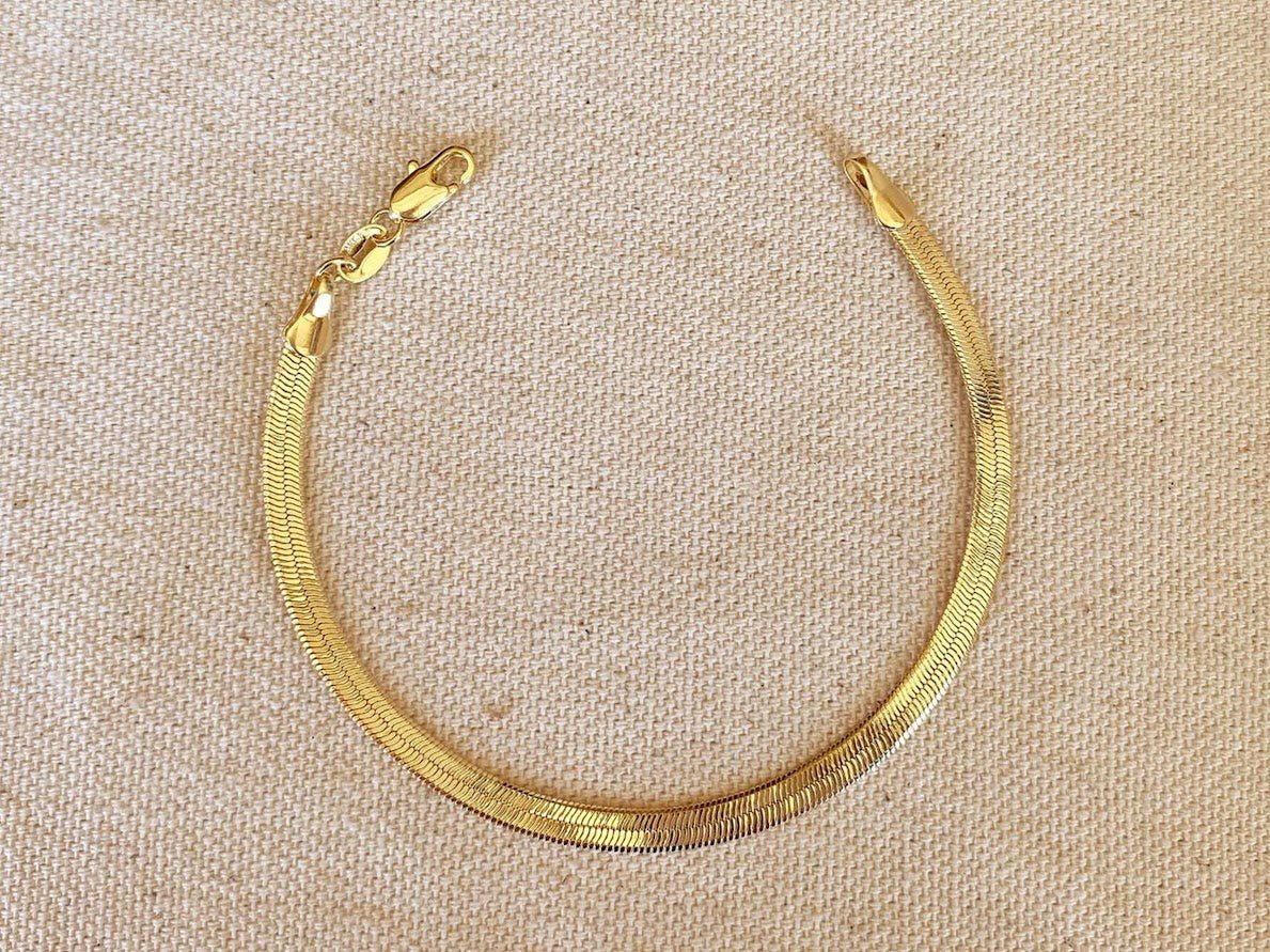 Gold 4mm Herringbone Bracelet