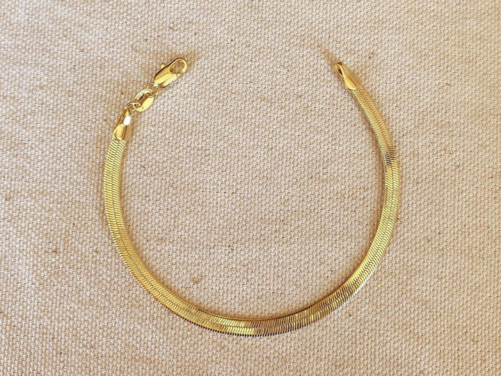Gold 4mm Herringbone Bracelet