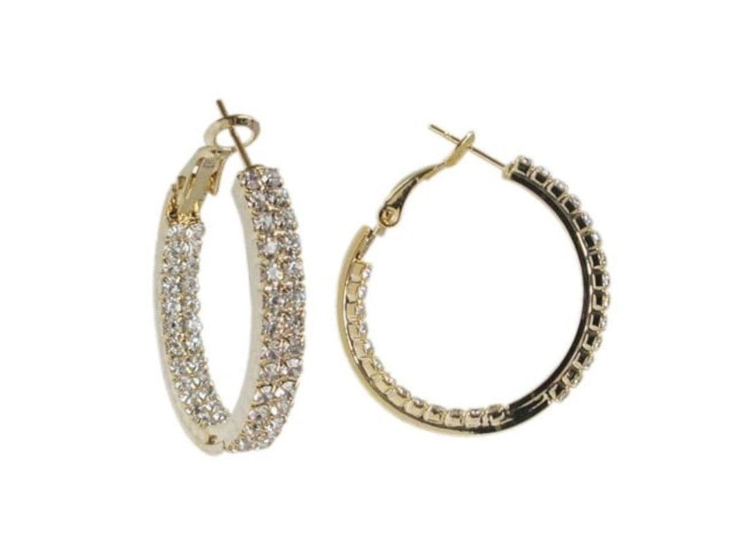 Gold Double Row CZ Hoops