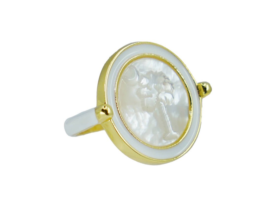 MOP Palm and Crescent Cameo Ring.
