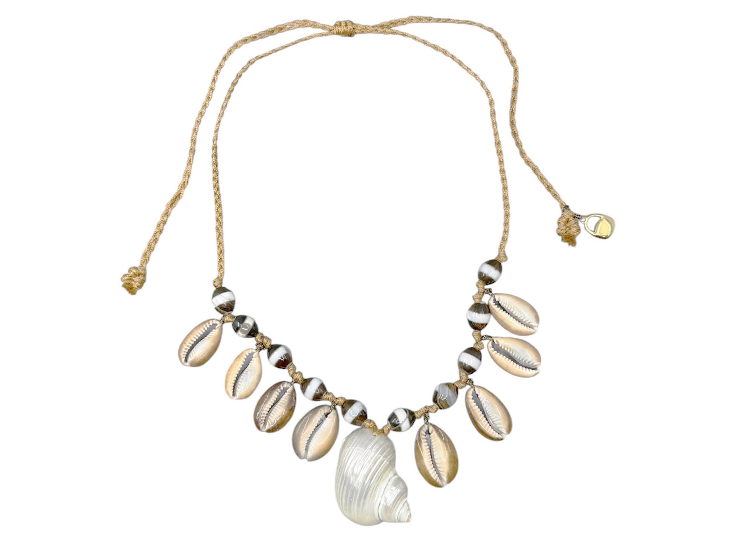 Turbo Shell and Cowrie Shell Charm Necklace