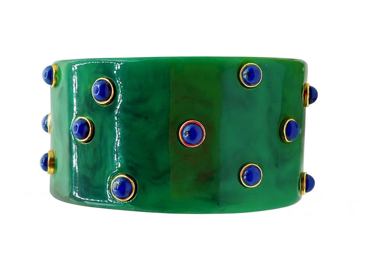 Malachite Resin Bangle with Lapis Stones