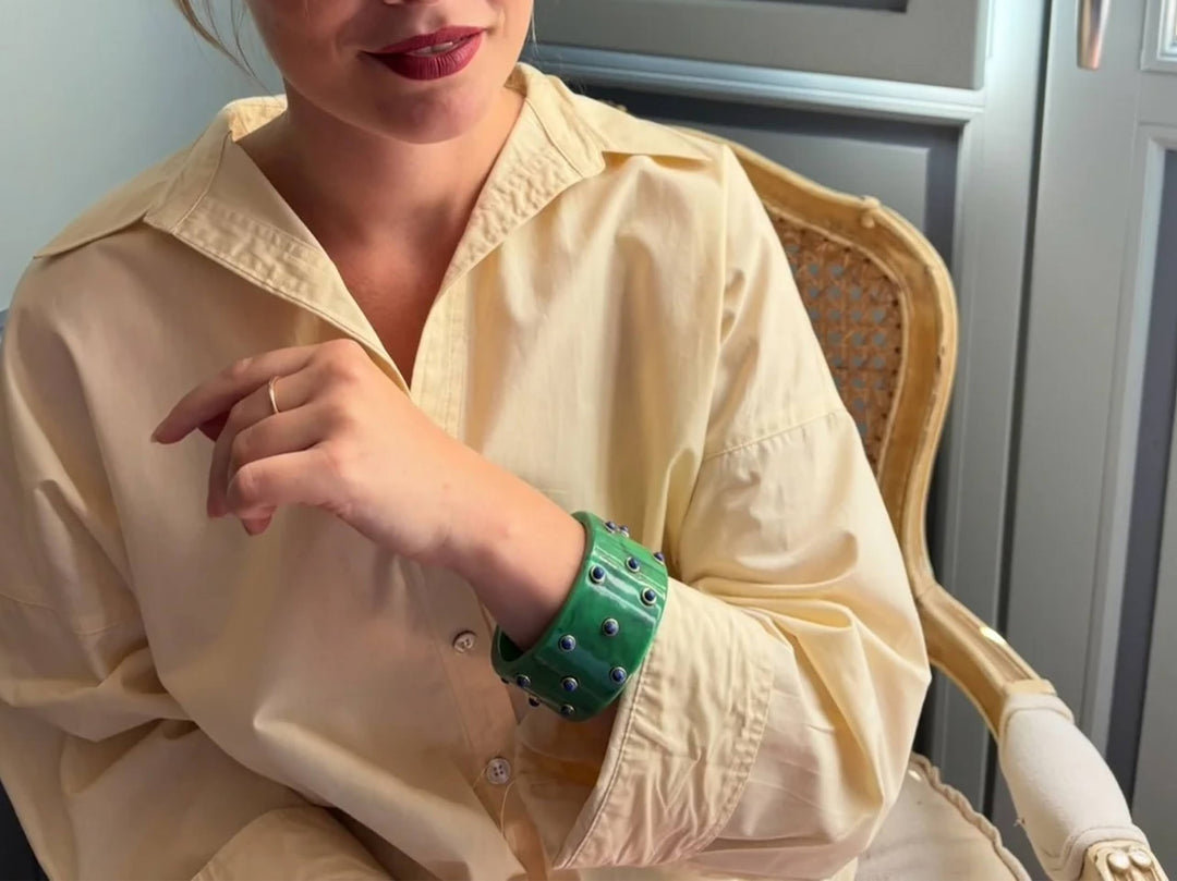 Malachite Resin Bangle with Lapis Stones