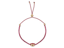 Load image into Gallery viewer, Red and Pink Thread Bracelet with Garnet Charm
