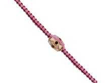 Load image into Gallery viewer, Red and Pink Thread Bracelet with Garnet Charm
