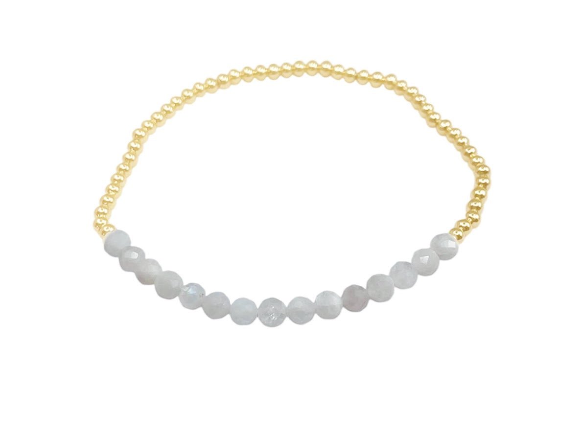 Gold Bead and Moonstone Bead Bracelet