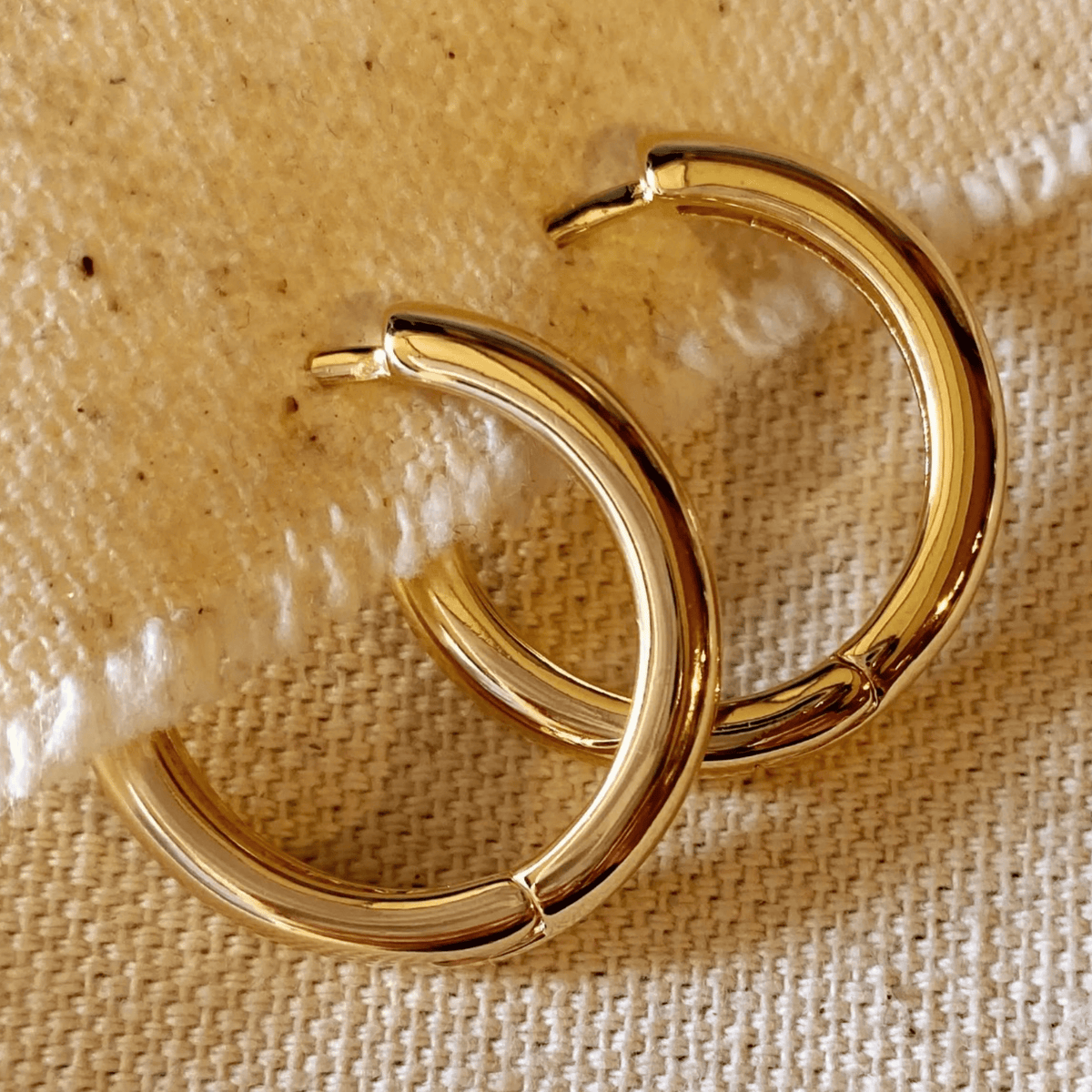 Gold Polished Clicker Hoop Earrings