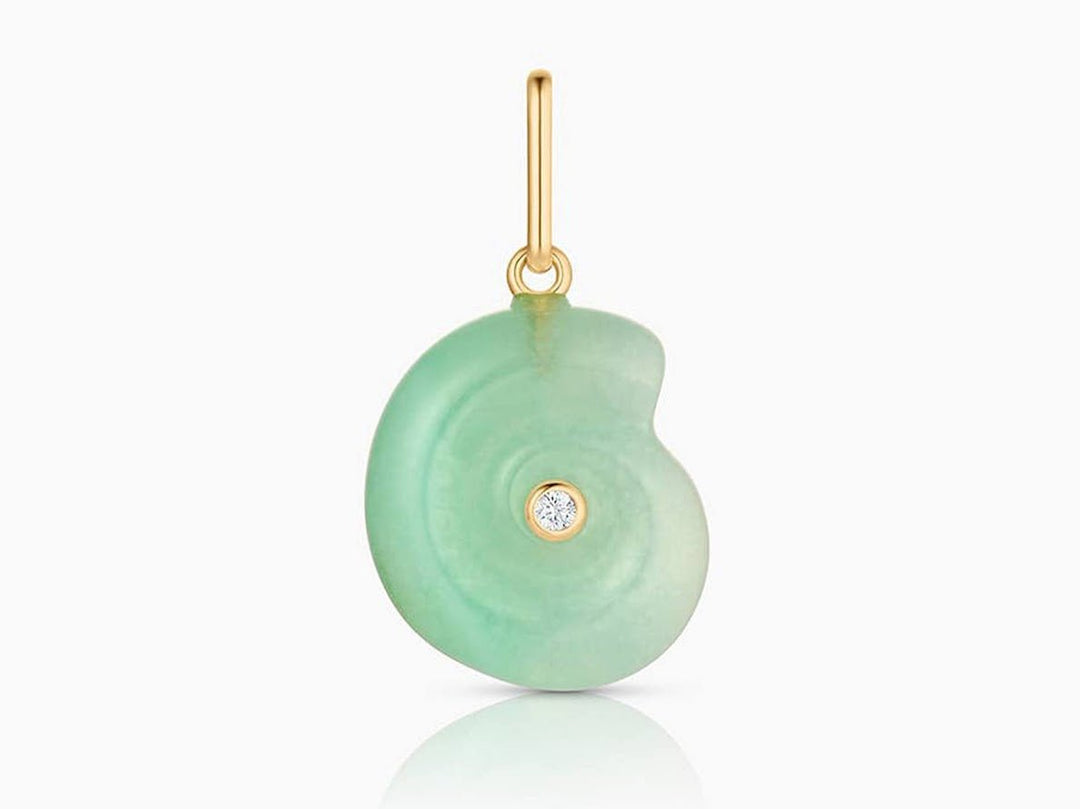 Chrysoprase Nautilus Shell Charm with CZ