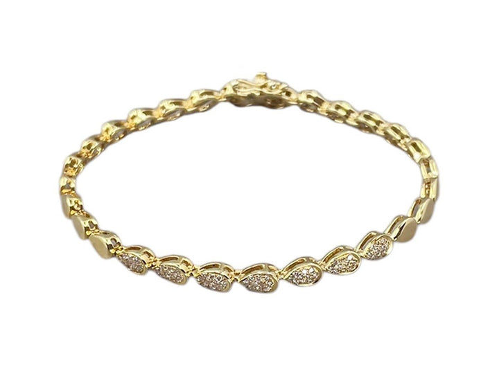 14k Pear-Shaped Diamond Link Bracelet