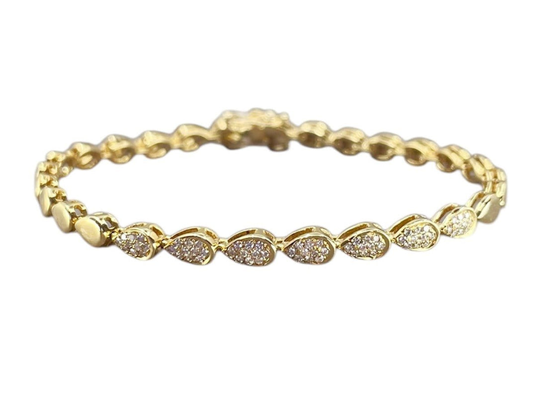 14k Pear-Shaped Diamond Link Bracelet
