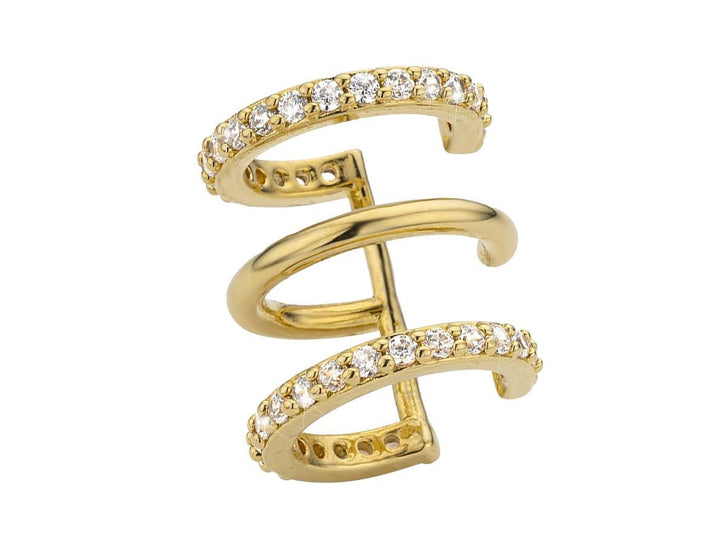 Gold Triple Ear Cuff with CZs