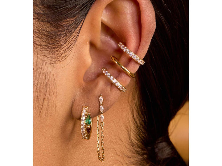 Gold Triple Ear Cuff with CZs
