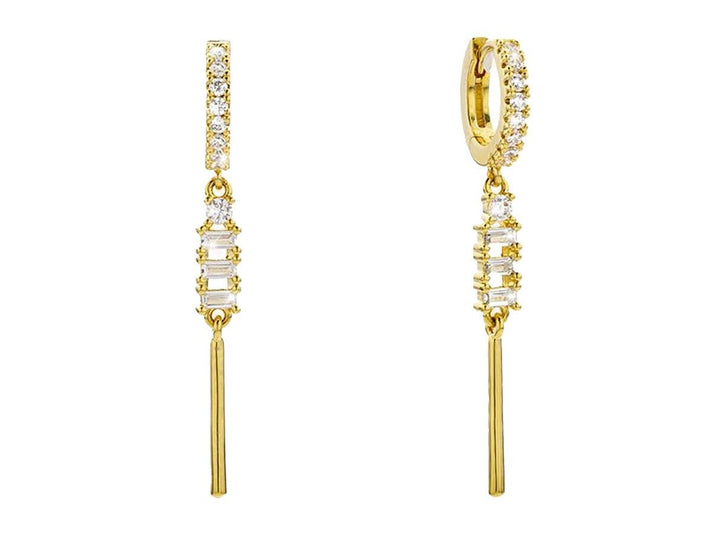 Gold Huggie Hoop Drop Earrings