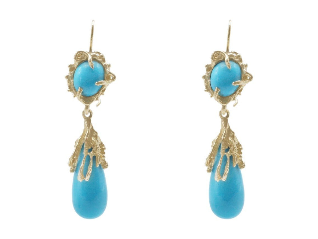 14k Turquoise Drop Earrings