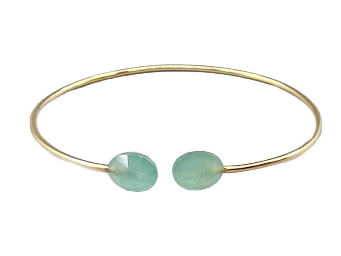 Gold Cuff with Aventurine Stones