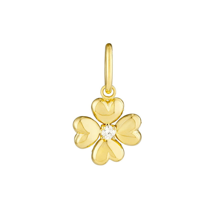 14k Puffy Flower Charm with Diamond