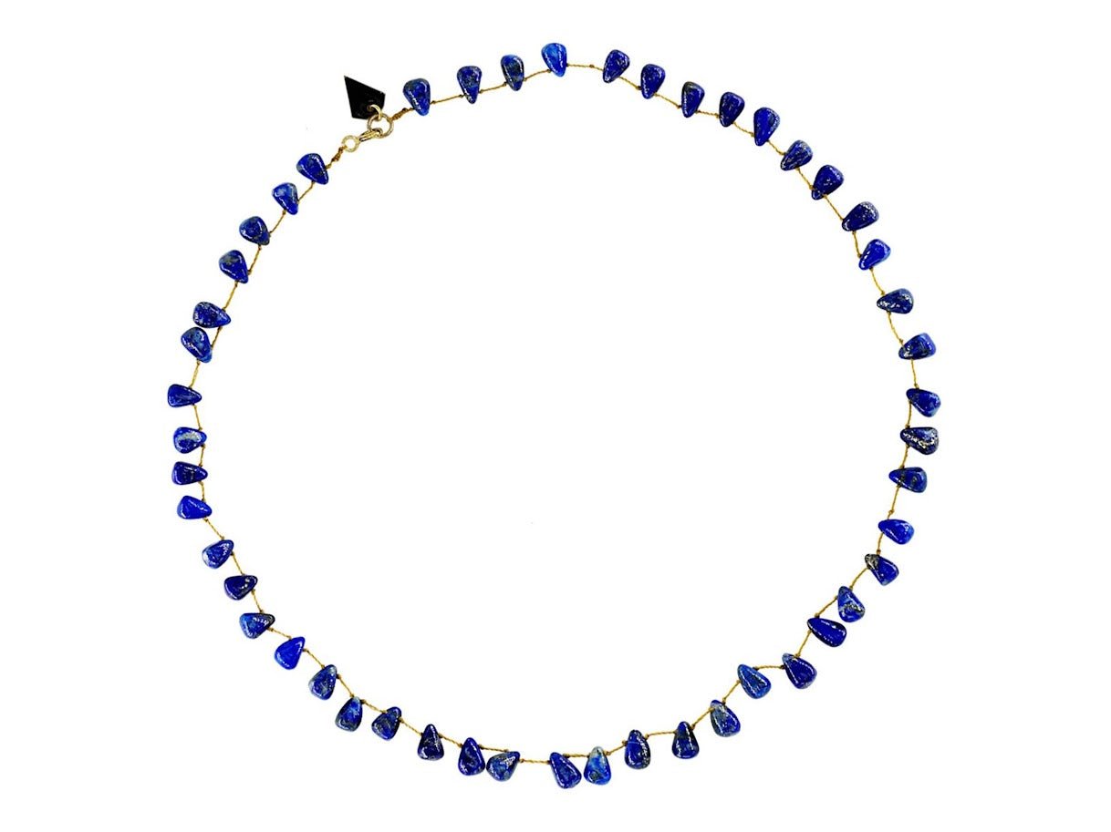 Teardrop Lapis Beaded Necklace