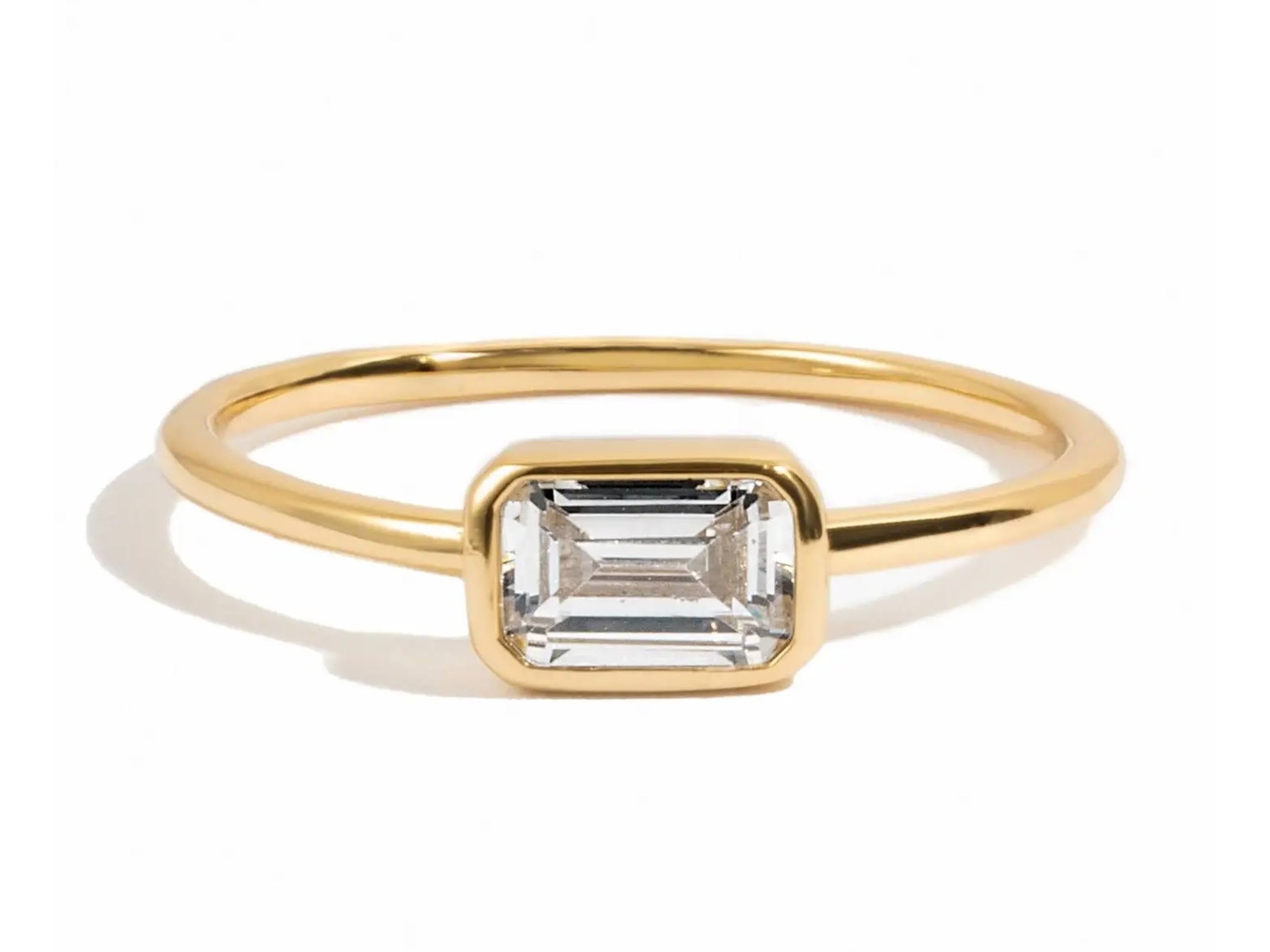 Gold Skinny Band with Rectangular CZ