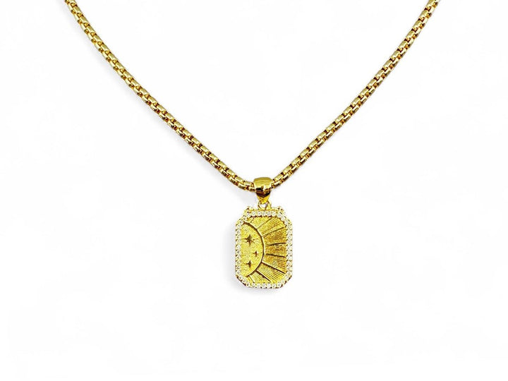 Embedded Sun Medallion Necklace