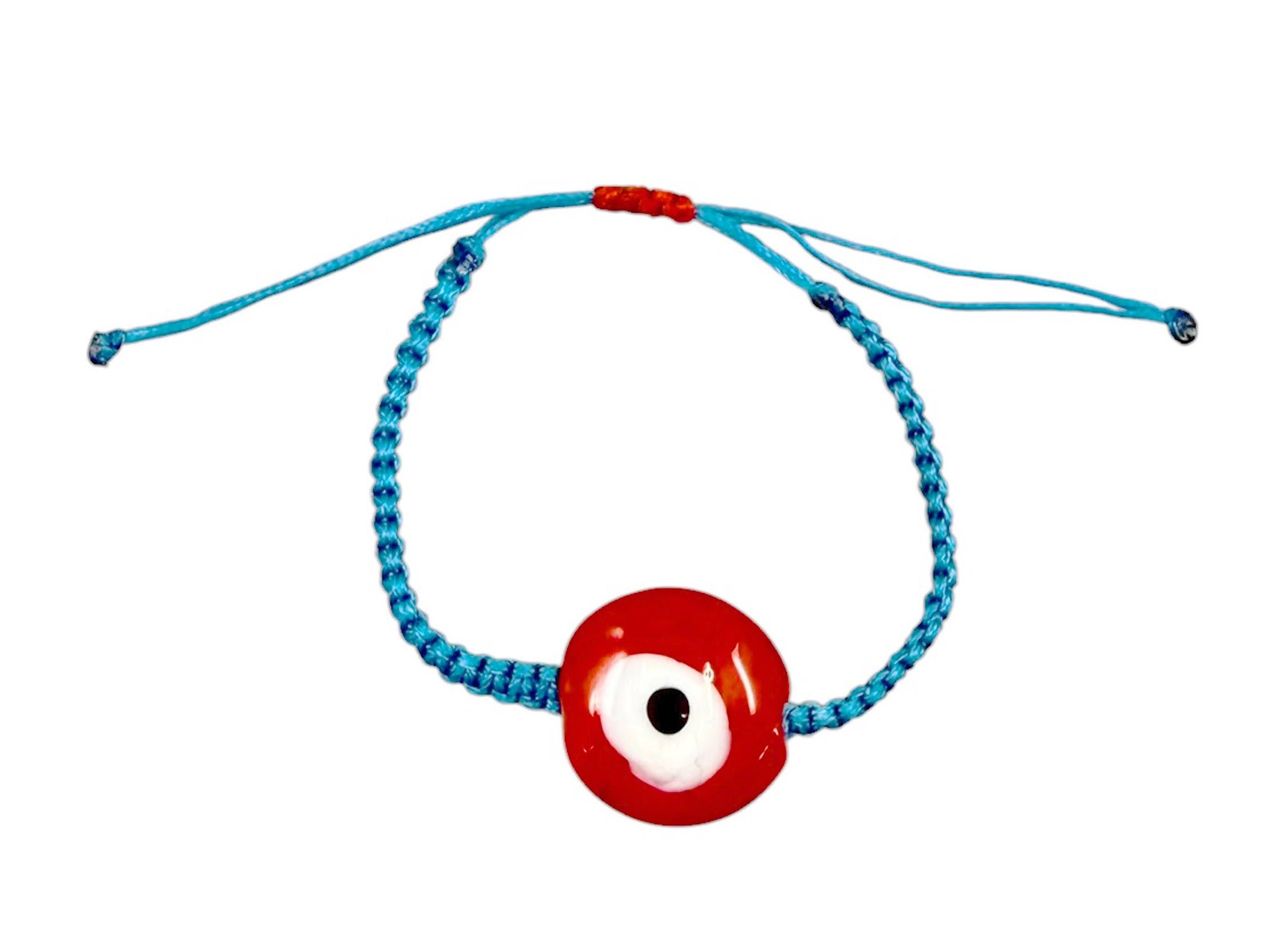 Red Ceramic Evil Eye Blue Braided Bracelet