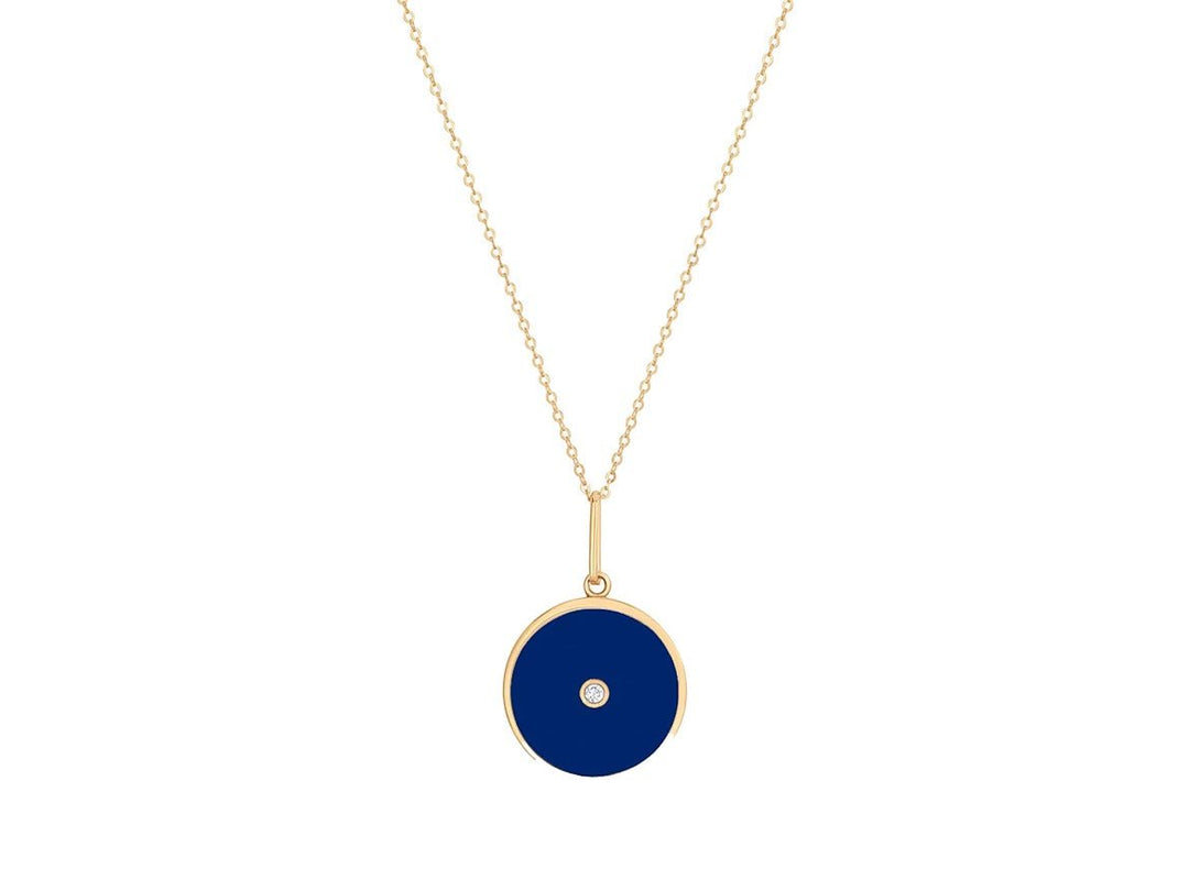 Blue Enamel Coin Necklace