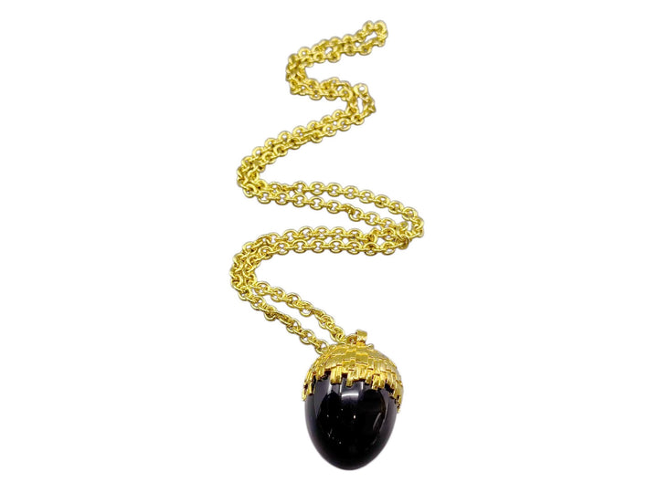 Obsidian Acorn Necklace