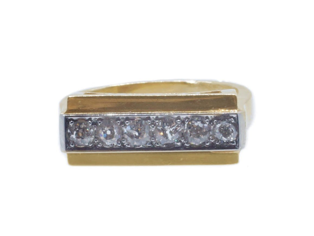1970s 14k Diamond Bar Ring
