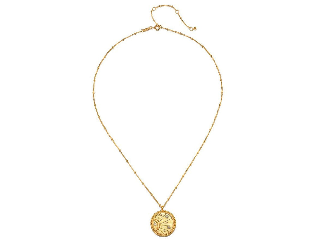 Sunburst Medallion Necklace with White Topaz