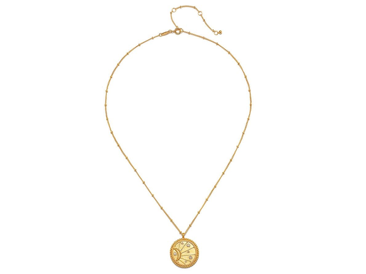 Sunburst Medallion Necklace with White Topaz