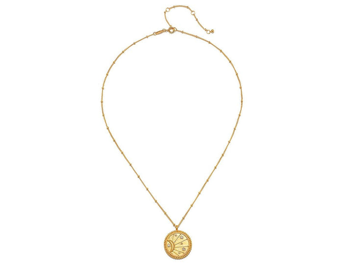 Sunburst Medallion Necklace with White Topaz
